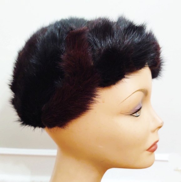 Mod Vintage 1960's Swirled Mink Beret Hat Chapeaux - Picture 6 of 8